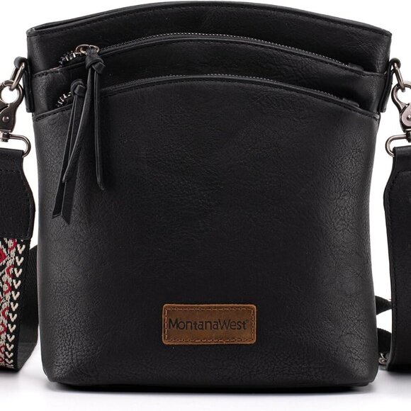 Multi Zip Pocket Large Crossbody Bag With Guitar Strap - Picture 1 of 6